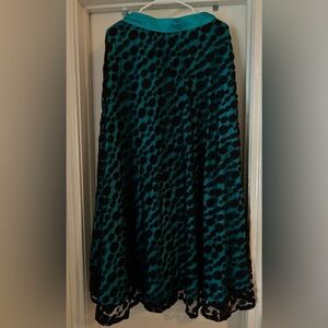 Green Maxi Skirt with Circle Pattern